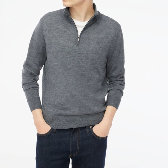 NWT J.Crew Factory Men’s Black Merino wool-blend half-zip SZ XL - Picture 2 of 8